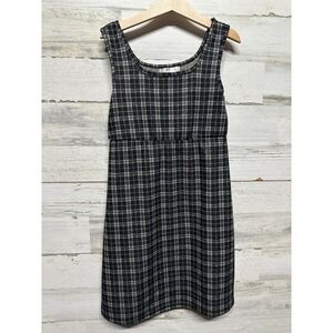 Emma and Elsa Dress Girls 10 Black Plaid Sleeveless Preppy Dark Academia EUC